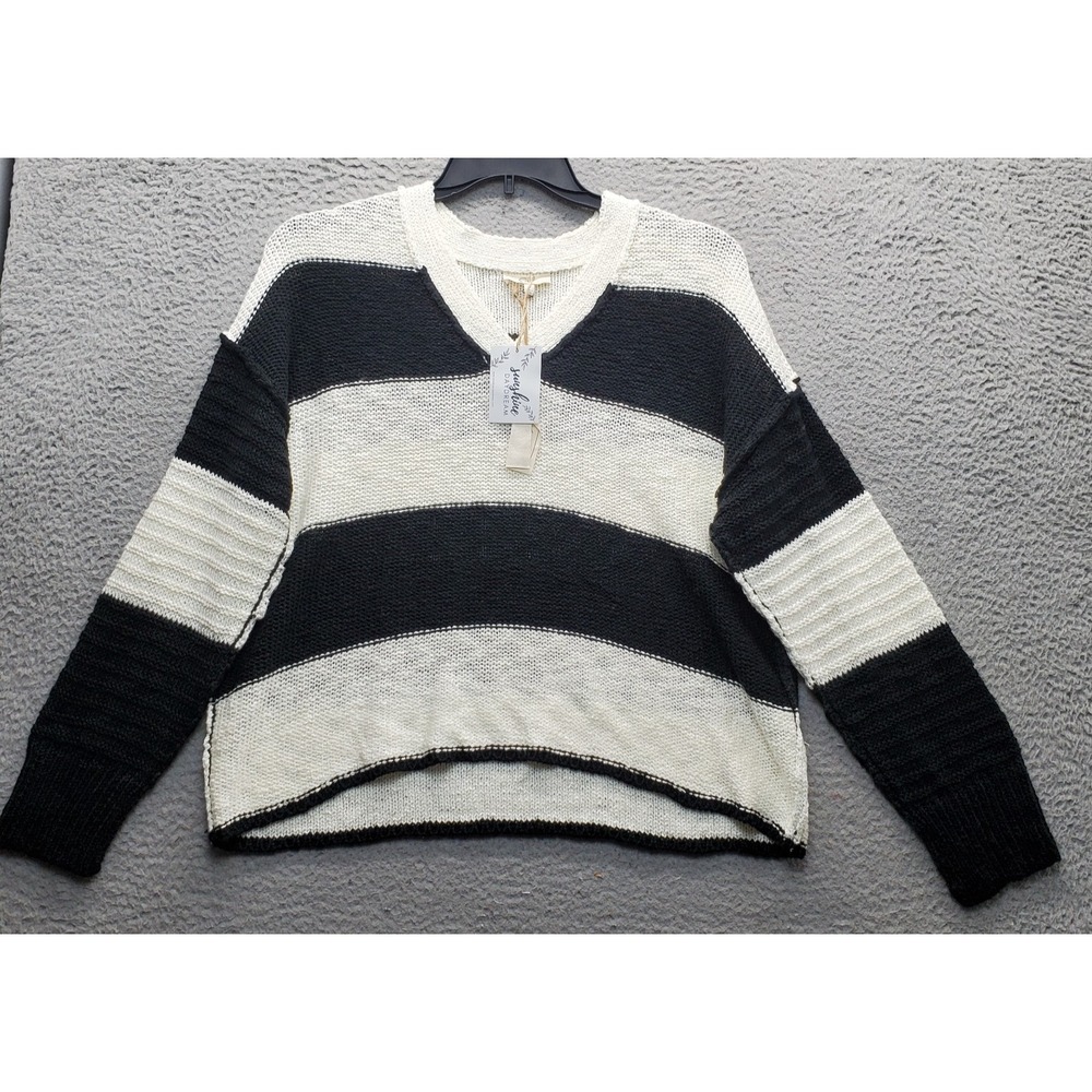Easel Sweater Women Small Multi Striped Acrylic Knit Long Sleeve V-Neck Pullover